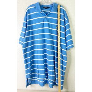 Polo By Ralph Lauren 2XLT Tall Striped Polo Shirt 100% Cotton Blue White EUC